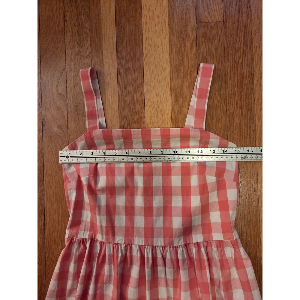 J. by J.Crew Pink Gingham Smocked Back Fit & Flare Cotton Cottage Sundress Sz S - Picture 8 of 10